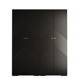 Arte Manhattan Ii Modern Spacious Hinged Door Wardrobe W2000mm H2370mm D470mm - Sleek Black, 4 Doors, 20 Shelves - thumbnail 1