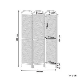 Beliani 3 Panel Room Divider Cosenza Light Brown 106 Cm 180 Cm - thumbnail 3
