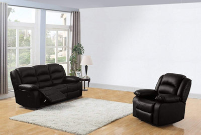1 Seat + 3 Seat Set Brown Recliner Sofa Leather Bonded Reclining Lazy Boy Sofa Suite Sofas Chair D Pro T Homeware