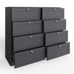 Fwstyle Artus Panelled Grey 8 Drawer Chest Of Drawers (H) 99Cm (W) 110Cm (D) 40Cm Extra Deep Drawers - thumbnail 3