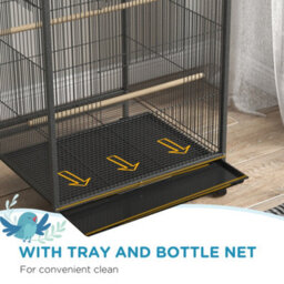 Pawhut Bird Cage With Rolling Stand For Small Birds - Grey - thumbnail 6