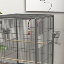 Pawhut Bird Cage With Rolling Stand For Small Birds - Grey - thumbnail 9