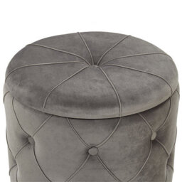 Beliani Grey Velvet Storage Pouffes With Gold Base - 2-Piece Button Tufted Set, Round Storage Ottomans - thumbnail 5