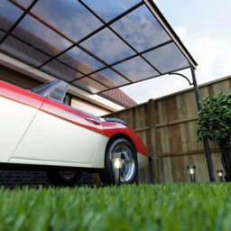 Aluminium Lean To Pergola Carport With Tinted Polycarbonate Roof, Grey, 3.0X3.6M - thumbnail 2