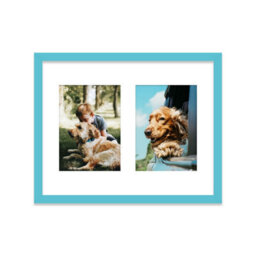 14X11 Inch 2 Opening Photo Collage Frame, Display Two 7X5 Inch Photos, Multi Aperture Family Picture Frame, Turquoise