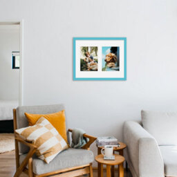 14X11 Inch 2 Opening Photo Collage Frame, Display Two 7X5 Inch Photos, Multi Aperture Family Picture Frame, Turquoise - thumbnail 3