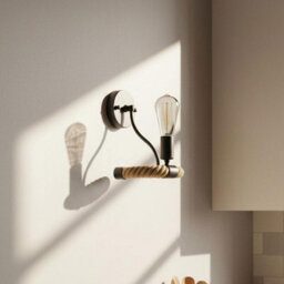 Black Hemp Rope Wall Lamp With Bulb E27 Wall Light Fixture For Bedroom, Living Room, Corridor, Hallway, Cafe - thumbnail 7