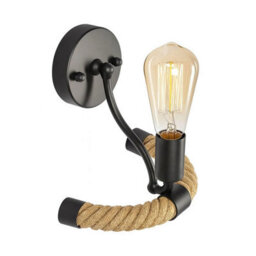 Black Hemp Rope Wall Lamp With Bulb E27 Wall Light Fixture For Bedroom, Living Room, Corridor, Hallway, Cafe - thumbnail 8