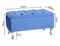 Londona 120Cm Chesterfield Ottoman Storage Bench - Plush Velvet Shoe Bench - Duck Egg Upholstery Footstool With Storage - thumbnail 3