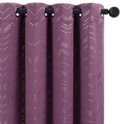 Deconovo Foil Printed Blackout Curtains Thermal Insulated Window Eyelet Curtains Bedroom Curtains 66 X 54 Inch Purple 2 Panels - thumbnail 1
