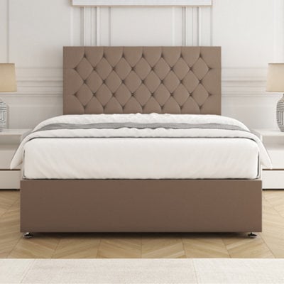 Bsspoke Mia Divan Bed Set Mink Plush Velvet 24Inch Headboard & Mattress No Drawers In 3Ft 4Ft 4Ft6 5Ft 6Ft - image 1