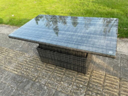 Fimous 9 Seater Outdoor Rattan Sofa Set Adjustable Rising Lifting Side Tables Chairs Footstool Dark Grey Mixed - thumbnail 3