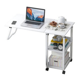 Rolling Laptop Computer Cart Wood Workstation Standing Desk Overbed Tray Home - thumbnail 3