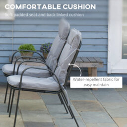 Outsunny 7 Pcs Garden Dining Set W/ Umbrella Hole & Cushion, Grey - thumbnail 6