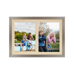 AK Frames 20X14 Aluminum Modern Multi Photo Frame With Ivory Mount - Holds 2 Apertures (2X) A4 Photos - thumbnail 1