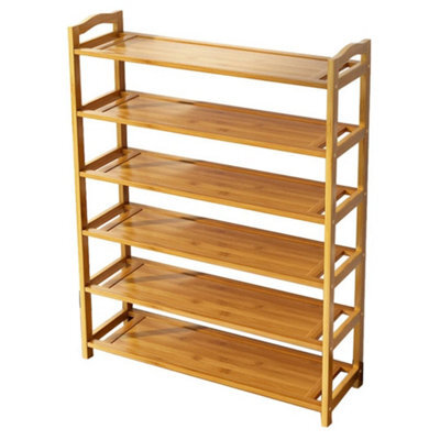 6 Tier Wooden Shoe Rack Tall Storage Shelf Cabinet Footwear Stand Organiser - image 1