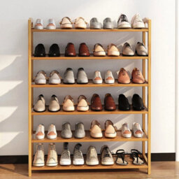 6 Tier Wooden Shoe Rack Tall Storage Shelf Cabinet Footwear Stand Organiser - thumbnail 2