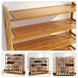 6 Tier Wooden Shoe Rack Tall Storage Shelf Cabinet Footwear Stand Organiser - thumbnail 5