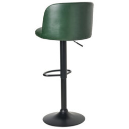 Wyld And Coco Dark Green Faux Leather Swivel Bar Stools Set Of 2 With Black Footrests, Retro Style - thumbnail 6