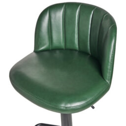 Wyld And Coco Dark Green Faux Leather Swivel Bar Stools Set Of 2 With Black Footrests, Retro Style - thumbnail 7