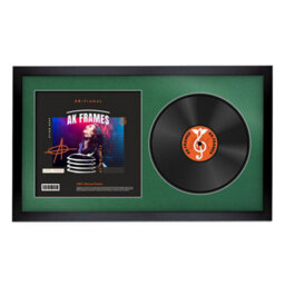 "30X17"" Black Sleek Vinyl Record Frame With Emerald Mount For 12 Inch Lp Album Cover & Disc - Ak Frames"