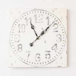 Melody Maison Antique Distressed White Square Clock With Grey Details - 50Cm X 50Cm