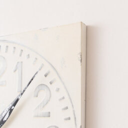 Melody Maison Antique Distressed White Square Clock With Grey Details - 50Cm X 50Cm - thumbnail 2
