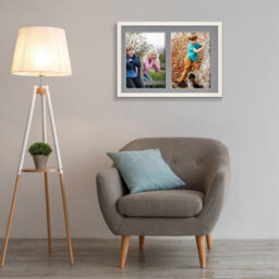 AK Frames 20X14 White Sleek Multi Photo Frame With Mid Grey Mount - Holds 2 Apertures (2X) A4 Photos - thumbnail 3