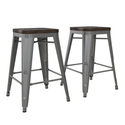 Dorel Home Fusion Counter Stool In Metal Silver, 2 Pieces - image 1