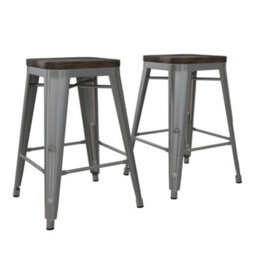 Dorel Home Fusion Counter Stool In Metal Silver, 2 Pieces - thumbnail 1