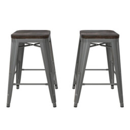 Dorel Home Fusion Counter Stool In Metal Silver, 2 Pieces - thumbnail 2