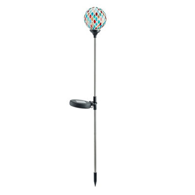 1 X Solar Mosaic Globe Stake Light - H75 X 9Cm Colourful Outdoor Garden Lighting For Borders, Pathway, Patios, Balcony, Lawns - image 1