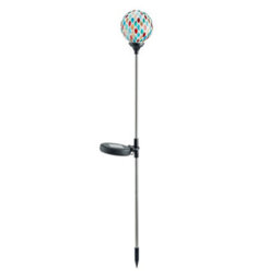 1 X Solar Mosaic Globe Stake Light - H75 X 9Cm Colourful Outdoor Garden Lighting For Borders, Pathway, Patios, Balcony, Lawns - thumbnail 1