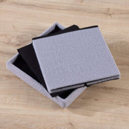 Home Source Boucle Teddy Fur Grey Folding Square Storage Ottoman - thumbnail 5