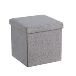 Home Source Boucle Teddy Fur Grey Folding Square Storage Ottoman - thumbnail 6
