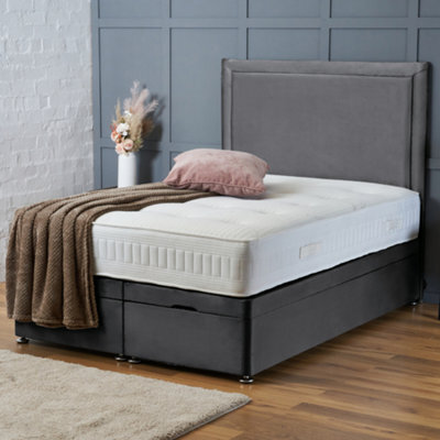 Bsspoke Ottoman Divan Bed Steel Plush 25Cm Memory Foam Orthopaedic Mattress & 54Inch Headboard End Lift Up Storage In All Sizes - image 1