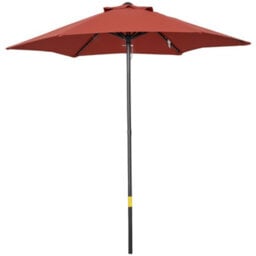 Outsunny 2M Parasol Patio Umbrella, Outdoor Sun Shade With 6 Ribs Wine Red - thumbnail 2