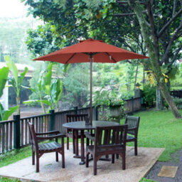 Outsunny 2M Parasol Patio Umbrella, Outdoor Sun Shade With 6 Ribs Wine Red - thumbnail 1
