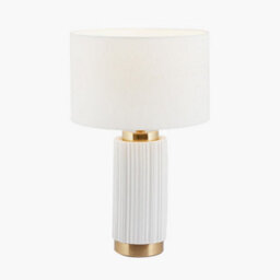 Pacific Lifestyle White Textured Ceramic And Gold Metal Table Lamp - thumbnail 2
