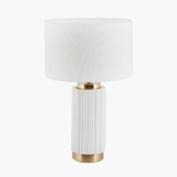 Pacific Lifestyle White Textured Ceramic And Gold Metal Table Lamp