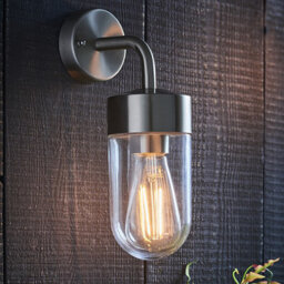 Luminosa Lighting Luminosa North 1 Light Outdoor Wall Light Brushed Stainless Steel & Clear Glass Ip44, E27 - thumbnail 5