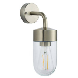 Luminosa Lighting Luminosa North 1 Light Outdoor Wall Light Brushed Stainless Steel & Clear Glass Ip44, E27 - thumbnail 1