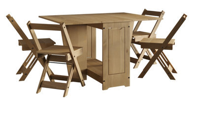 Mercers Furniture Corona Butterfly Dining Set Table & 4 Chairs Folding Compact Drop Leaf Solid Wood Mexican Pine Wooden Kitchen - image 1