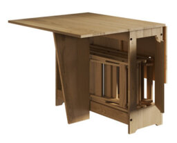 Mercers Furniture Corona Butterfly Dining Set Table & 4 Chairs Folding Compact Drop Leaf Solid Wood Mexican Pine Wooden Kitchen - thumbnail 4