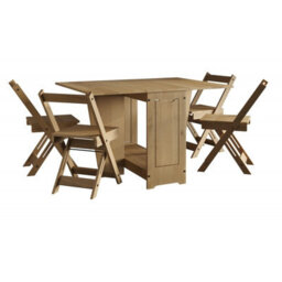 Mercers Furniture Corona Butterfly Dining Set Table & 4 Chairs Folding Compact Drop Leaf Solid Wood Mexican Pine Wooden Kitchen - thumbnail 2