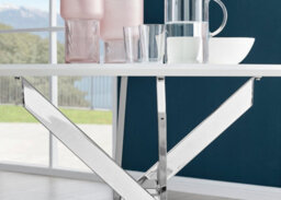 Furniturebox Novara White High Gloss 120Cm Round Dining Table With Chrome Starburst Legs & 6 Navy Pesaro Velvet Chairs - thumbnail 5