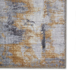 Grey Yellow Modern Easy To Clean Abstract Rug For Dining Room Bedroom Living Room-150Cm X 230Cm - thumbnail 3