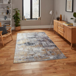Grey Yellow Modern Easy To Clean Abstract Rug For Dining Room Bedroom Living Room-150Cm X 230Cm - thumbnail 1