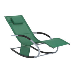 Sobuy Ogs28-Wd, Outdoor Garden Rocking Sun Lounger Recliner Relaxing Chair With Headrest And Side Bag,dark Green,white - thumbnail 1