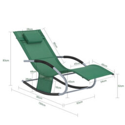 Sobuy Ogs28-Wd, Outdoor Garden Rocking Sun Lounger Recliner Relaxing Chair With Headrest And Side Bag,dark Green,white - thumbnail 3